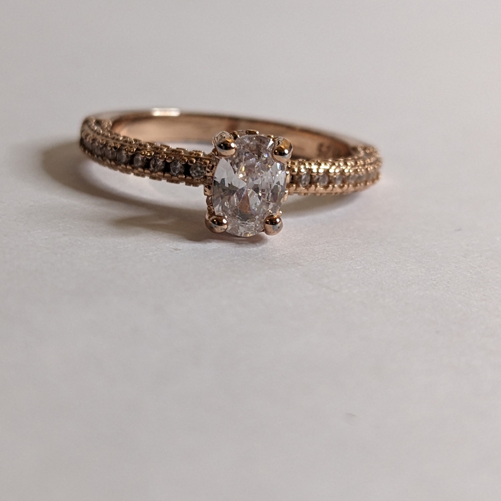 Rose Gold Plated Sterling Silver CZ Ring – Size 8.5 - Picture 4 of 8